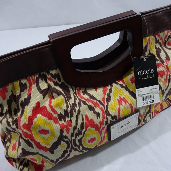Nicole Miller Womens Handbag Top Wood Handle NWT - Picture 4 of 7